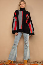 Load image into Gallery viewer, POL Turtleneck Color Block Fringe Detail Sweater