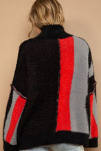 Load image into Gallery viewer, POL Turtleneck Color Block Fringe Detail Sweater