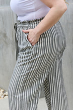 Load image into Gallery viewer, Heimish Full Size Tie Waist Striped Culotte Pants