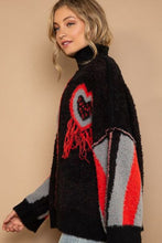 Load image into Gallery viewer, POL Turtleneck Color Block Fringe Detail Sweater