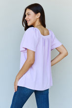 Load image into Gallery viewer, Ninexis Keep Me Close Square Neck Short Sleeve Blouse in Lavender