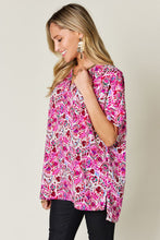 Load image into Gallery viewer, Double Take Full Size Printed V-Neck Short Sleeve Blouse