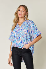 Load image into Gallery viewer, Double Take Full Size Printed V-Neck Short Sleeve Blouse