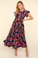 Load image into Gallery viewer, Haptics Ruffled Printed Round Neck Cap Sleeve Dress