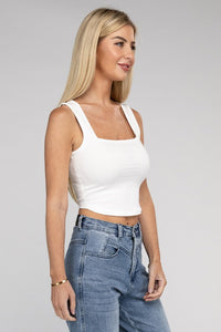 Cotton Square Neck Cropped Cami Top