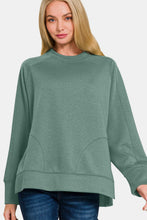 Load image into Gallery viewer, Zenana Scuba Round Neck Side Slit Sweatshirt