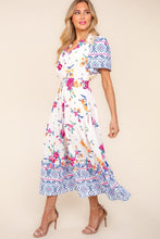 Load image into Gallery viewer, Haptics Printed Notched Short Sleeve Tiered Dress