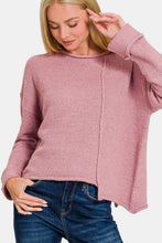 Load image into Gallery viewer, Zenana Asymmetric Hem Drop Shoulder Sweater