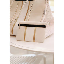 Load image into Gallery viewer, The South Beach - Gold Stripe White Neoprene Bag