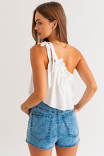 Load image into Gallery viewer, ASYMMETRICAL RUFFLE CROP TOP