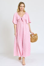 Load image into Gallery viewer, Floral Angel Sleeve Front Tie Maxi Dress