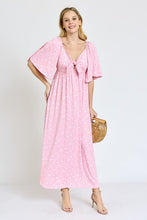 Load image into Gallery viewer, Floral Angel Sleeve Front Tie Maxi Dress