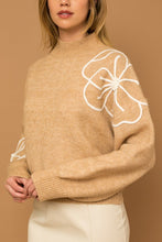 Load image into Gallery viewer, Flower Embroidery Mock Neck Sweater