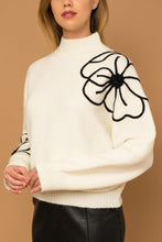 Load image into Gallery viewer, Flower Embroidery Mock Neck Sweater