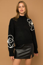 Load image into Gallery viewer, Flower Embroidery Mock Neck Sweater