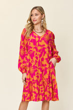 Load image into Gallery viewer, Double Take Full Size Printed Ruffle Hem Long Sleeve Dress