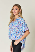 Load image into Gallery viewer, Double Take Full Size Printed V-Neck Short Sleeve Blouse