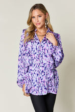 Load image into Gallery viewer, Double Take Full Size Printed Ruffle Trim Balloon Sleeve Shirt