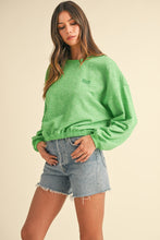 Load image into Gallery viewer, Mable Round Neck Letter Embroidery Crop Sweatshirt