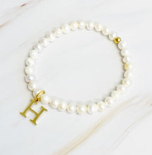 Load image into Gallery viewer, Freshwater Pearl Initial Charm Bracelet