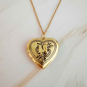 Nostalgic Heart Initial Open Locket Necklace