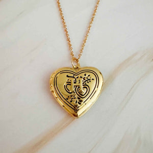 Nostalgic Heart Initial Open Locket Necklace