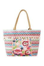 Load image into Gallery viewer, Flower and Tassel Beaded Tote Bag