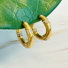 Load image into Gallery viewer, Lovely Bamboo Sparkle Hoop Earrings