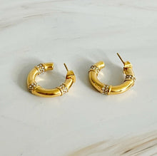 Load image into Gallery viewer, Lovely Bamboo Sparkle Hoop Earrings