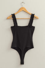 Load image into Gallery viewer, Ribbed Ruffle Strap Bodysuit