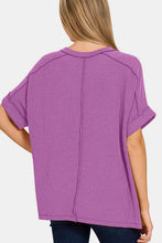 Load image into Gallery viewer, Zenana Ribbed Exposed Seam High-Low T-Shirt