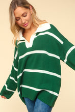 Load image into Gallery viewer, Haptics Collared Neck Striped Contrast Sweater