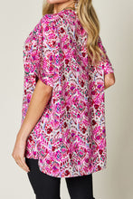 Load image into Gallery viewer, Double Take Full Size Printed V-Neck Short Sleeve Blouse