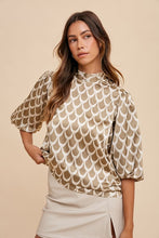 Load image into Gallery viewer, Annie Wear Tie Back Abstract Print Mock Neck Half Sleeve Blouse