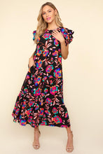 Load image into Gallery viewer, Haptics Ruffled Printed Round Neck Cap Sleeve Dress