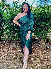 Load image into Gallery viewer, Satin Emerald Dress