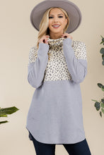 Load image into Gallery viewer, Celeste Full Size Curved Hem Printed Turtleneck Long Sleeve Blouse Also in Plus