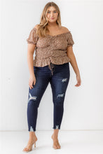 Load image into Gallery viewer, Zenobia Plus Size Frill Ruched Off-Shoulder Short Sleeve Blouse