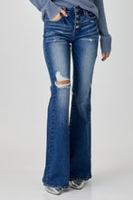 Load image into Gallery viewer, RISEN Distressed Button-Fly Flare Jeans