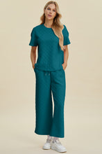 Load image into Gallery viewer, Double Take Full Size Texture Round Neck Short Sleeve Top and Pants Set