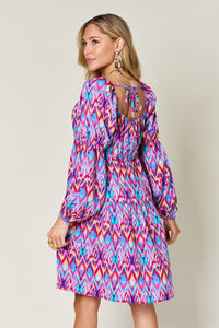 Double Take Full Size Printed Long Sleeve Dress