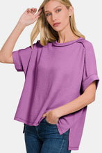 Load image into Gallery viewer, Zenana Ribbed Exposed Seam High-Low T-Shirt