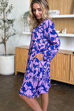 Load image into Gallery viewer, Double Take Full Size Printed Ruffle Hem Long Sleeve Dress