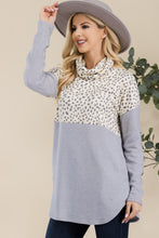 Load image into Gallery viewer, Celeste Full Size Curved Hem Printed Turtleneck Long Sleeve Blouse Also in Plus