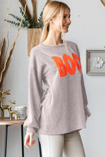 Load image into Gallery viewer, Heimish BOO Round Neck Long Sleeve Ribbed T-Shirt