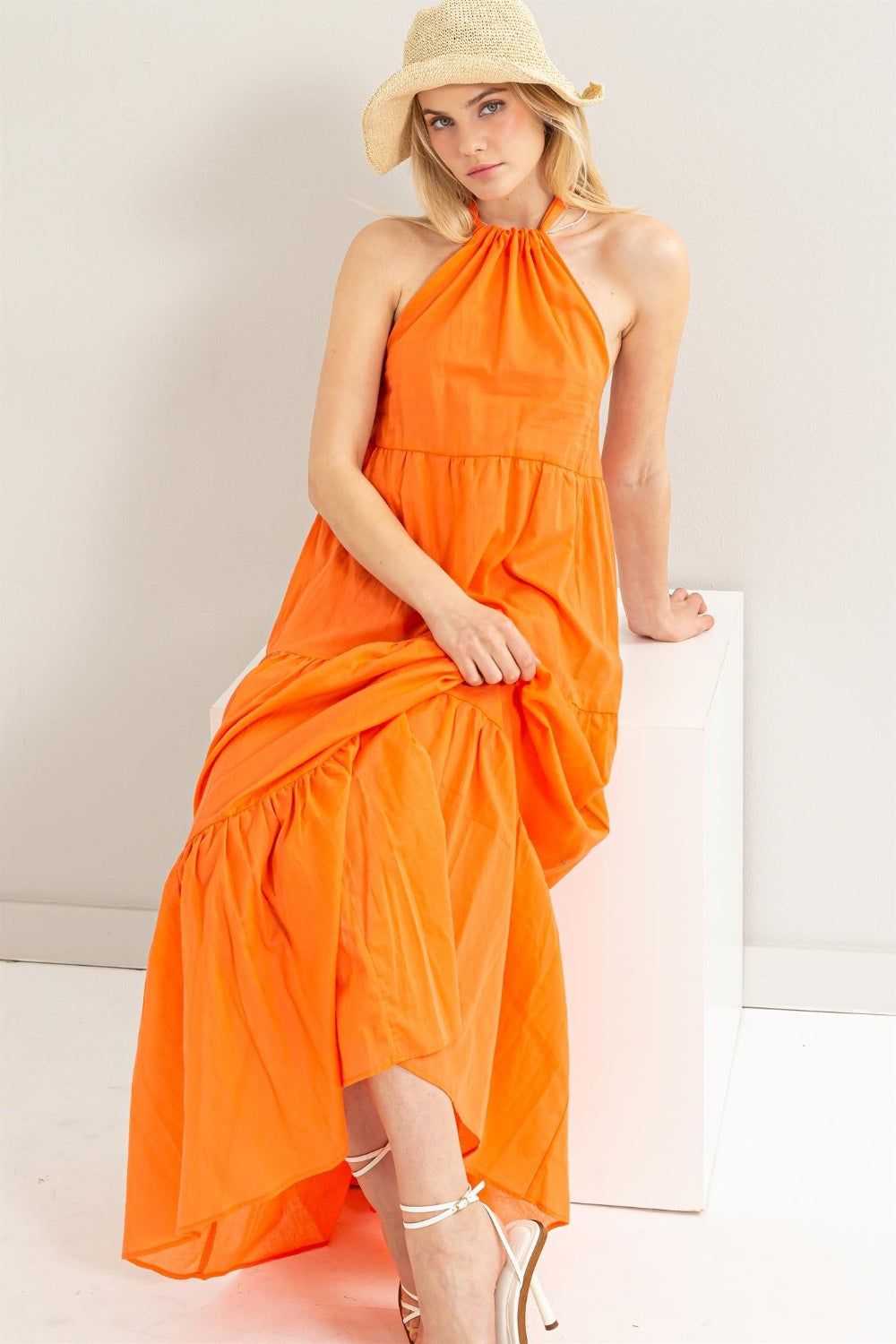 halter neck dress cover up White Cover-up Midi Dress With Halter Neck For Summer Beach 2026