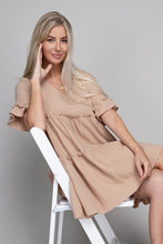 Load image into Gallery viewer, V neck Solid Ruffle Hem Dress