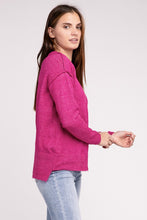 Load image into Gallery viewer, Melange Hi-Low hem Round Neck Sweater