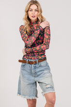 Load image into Gallery viewer, SAGE + FIG Floral Mesh Long Sleeve Top