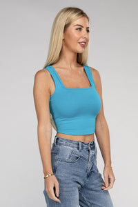 Cotton Square Neck Cropped Cami Top